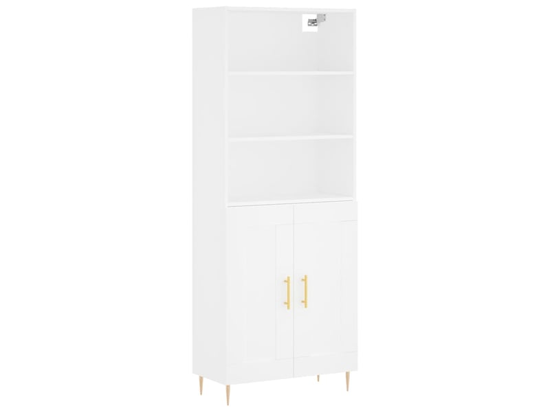  Buffet haut - bahut - meuble de rangement blanc 69,5x34x180 cm bois d'ingénierie  - Conforama A