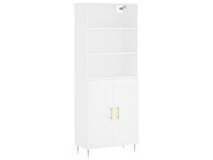 Buffet haut - bahut - meuble de rangement blanc 69,5x34x180 cm bois d'ingénierie
