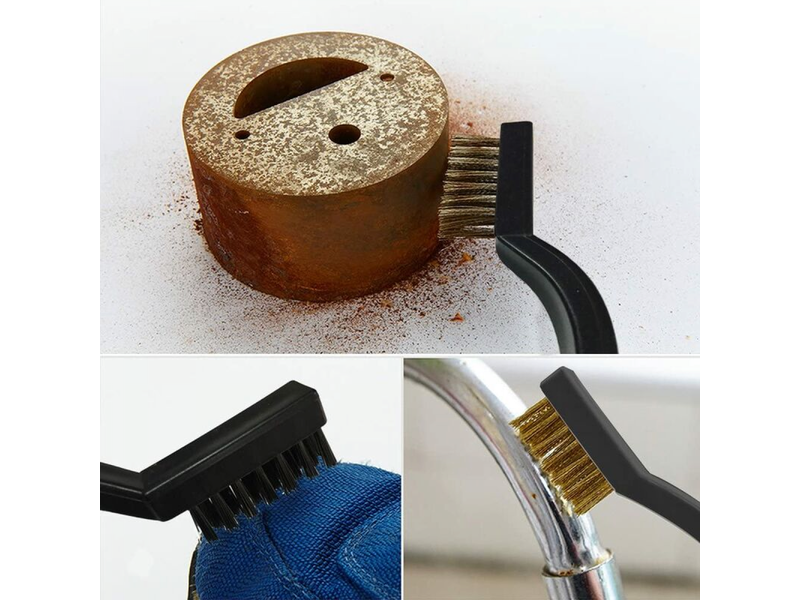  15 pièce brosse métallique en acier inoxydable en laiton et nylon brosse metallique pour nettoyer rouille scories de soudage  - Conforama E