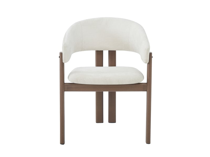  Lot de 4 chaises de salle à manger 61,5x52,5x83 cm avec accoudoirs, noyer+beige, métal, lin, style simple  - Conforama A