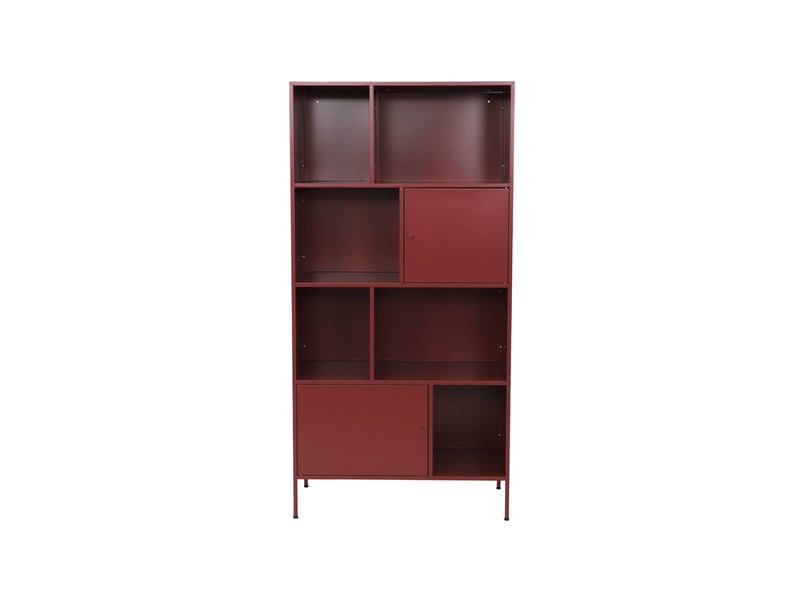  Buffet. Meuble de rangement industriel métal bordeaux 8 compartiments. L 80 x p 35 x h 160.5cm - oklahoma  - Conforama E