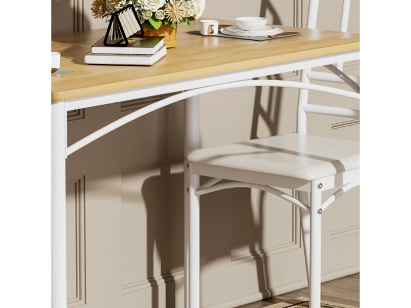 Ensemble table à manger 110x60x76,5 cm avec 4 chaises – style industriel, naturel et blanc - Conforama D