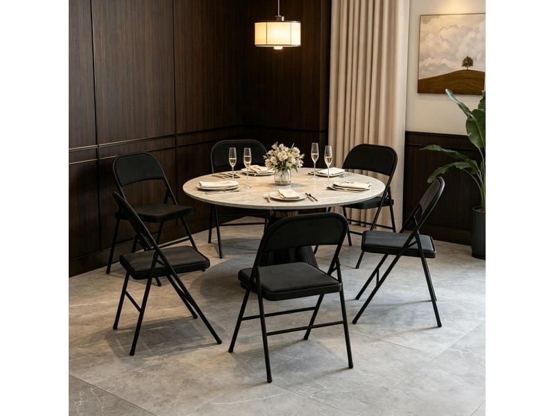  Lot de 6 chaises pliantes rembourrées noires evryae  - Conforama D