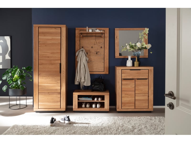  Armoire de rangement d'entrée 1 porte coloris chêne massif huilé - longueur 70 × hauteur 201 × profondeur 40 cm  - Conforama B