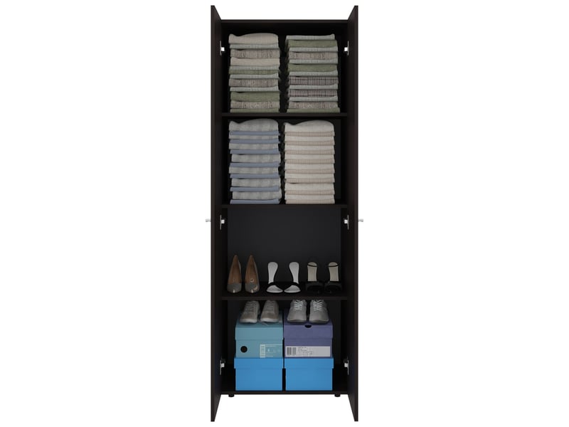  Armoire de 170 cm avec 2 portes et 3 étagères, noyer  - Conforama B
