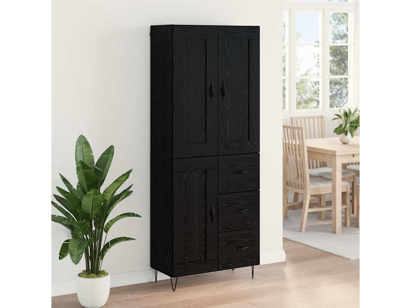  Buffet - haut armoire chêne noir 69,5 x 34 x 180 cm bois d'ingénierie  - Conforama D