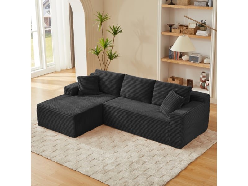  Canapé modulaire 3 places - avec configuration flexible et coussins amovibles - pour salon ou bureau - en tissu - noir  - Conforama E