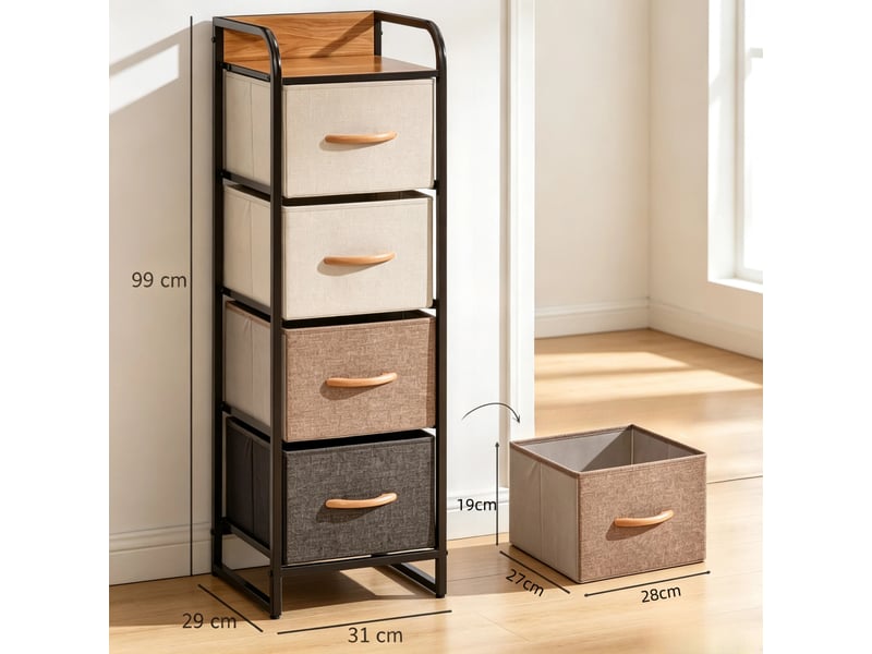  Commode modèle slim, armoire polyvalente, meuble fonctionnel et étroit de rangement  - Conforama C