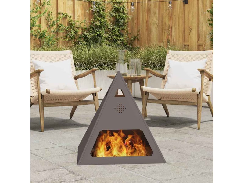  Brasero exterieur, foyer camping noir 50x50x51 cm acier patiné  - Conforama B