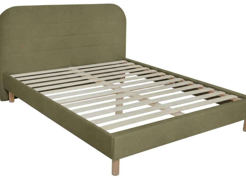  Bobochic lit kaya tissu velours lisse avec lattes massives vert 140x190 KAYA - Conforama A