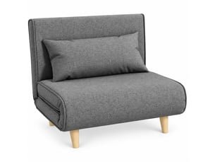 Fauteuil convertible, en lin, coloris gris, l94 x p78 x h80 cm, dossier réglable, assise confortable