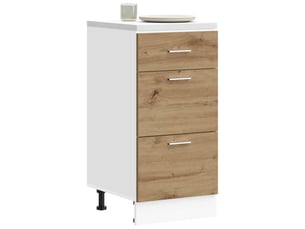 Meuble de rangement, meuble bas de cuisine chêne artisanal 40x46x81,5cm bois d'ingénierie