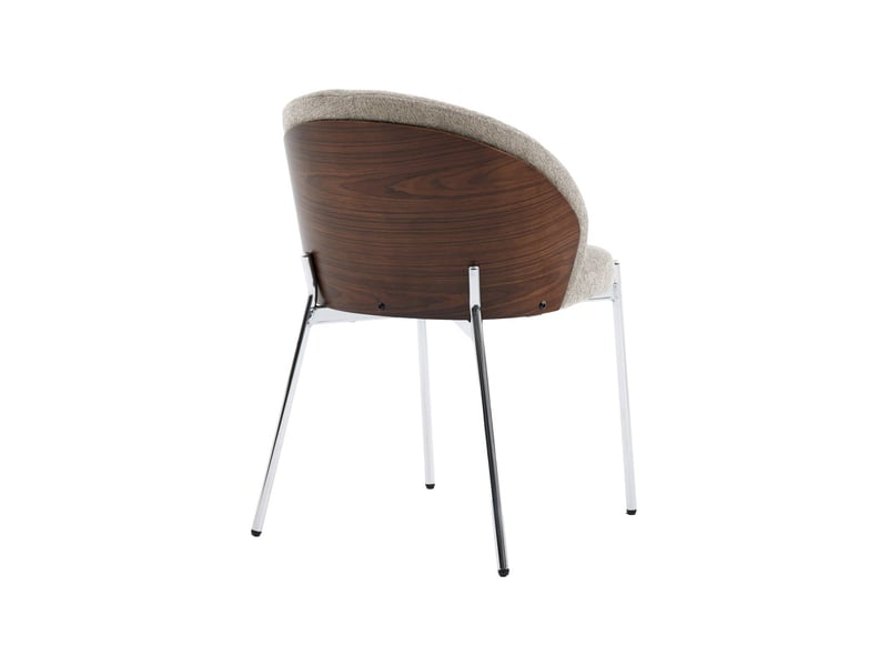 Lot de 2 chaises bois de peuplier teinté noyer. Acier chromé et tissu texturé taupe - paul  - Conforama C
