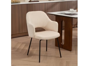 Chaise de salle à manger 62,5x57x85,5 cm, assise coque rembourrée, velours côtelé beige, pieds métalliques