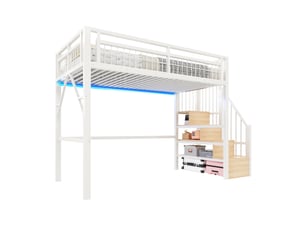 Lit mezzanine 90x200 cm <strong></strong>  <strong></strong> coloris blanc