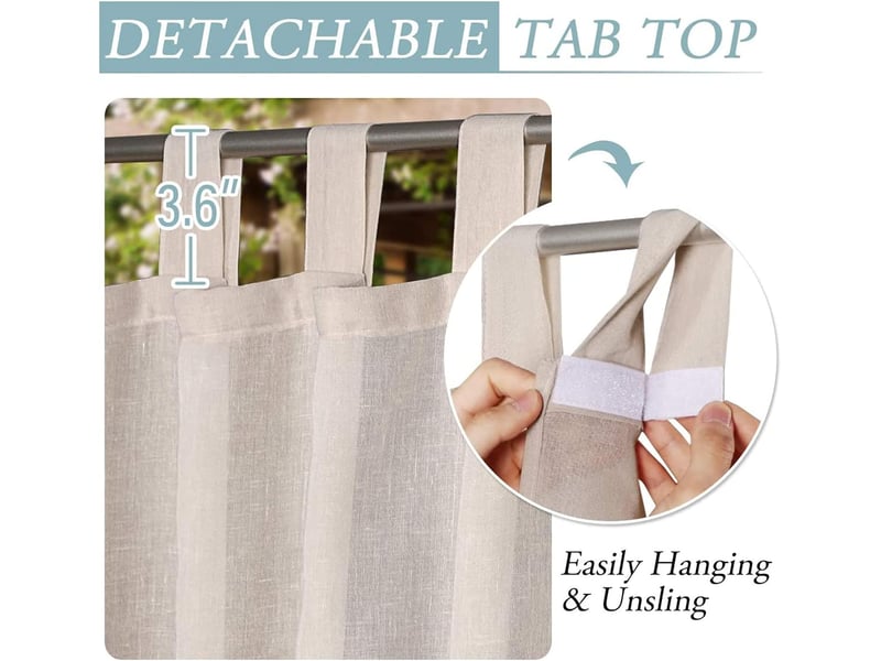  Rideaux d'extérieur à languettes - lot de 2. Rideau occultant imperméable avec fermeture velcro pour tonnelle, terrasse, pergola, h 213 cm x l 132 cm  - Conforama B