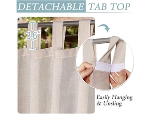 Rideaux d'extérieur à languettes - lot de 2. Rideau occultant imperméable avec fermeture velcro pour tonnelle, terrasse, pergola, h 213 cm x l 132 cm