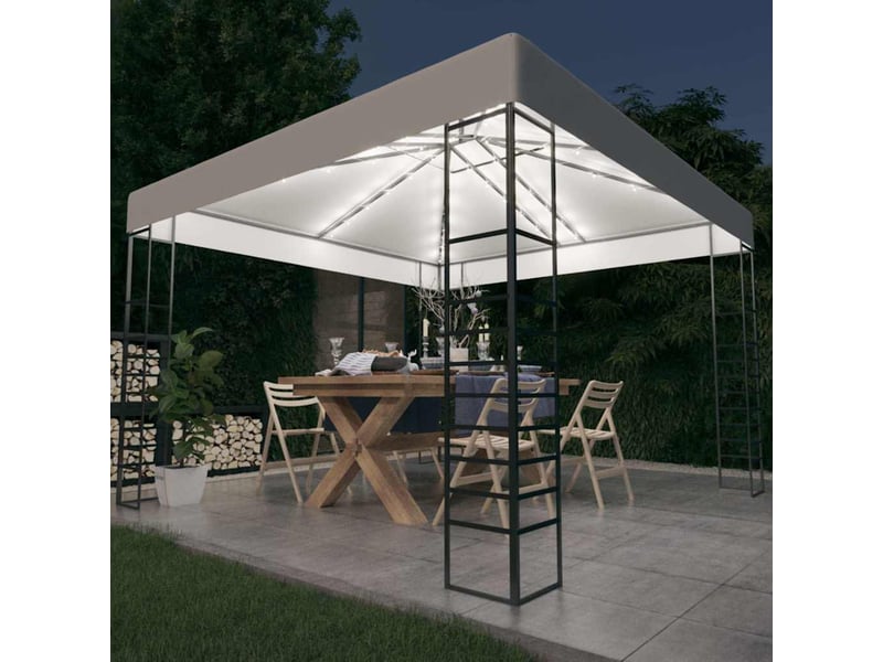 Chapiteau de jardin avec guirlande lumineuse à led 3x3 m blanc cf62475  - Conforama B