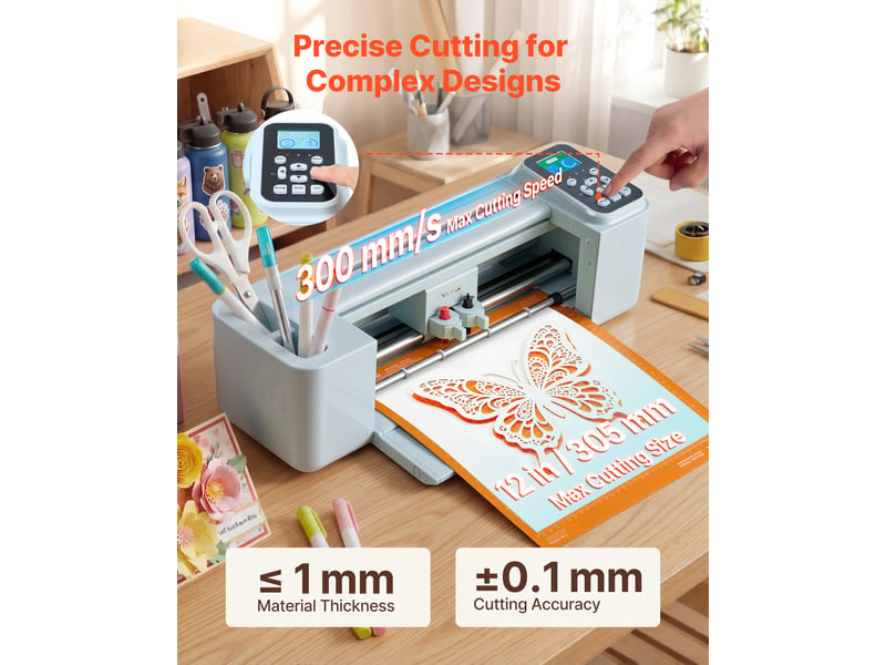  Vevor machine de découpe vinyle capacité max. 305 mm pour diy scrapbooking bleue  - Conforama E