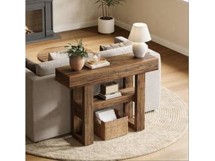 Table basse rectangulaire coloris marron FLORAGRACE - 30 cmx105 cm