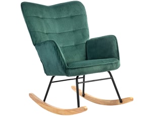Fauteuil à bascule, patins en hêtre, rembourrage épais, vert foncé, jusqu'à 120 kg
