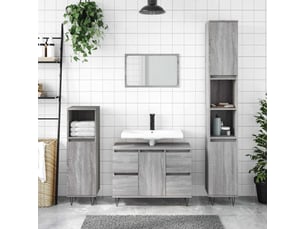 Meuble salle de bain rangement, commode sonoma gris 80x33x60 cm bois d'ingénierie shl6919