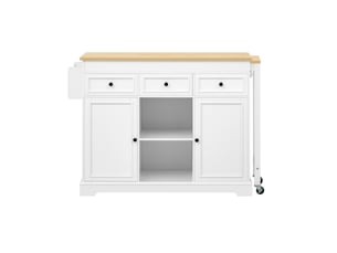 Îlot de cuisine mobile,112-188x45x92 cm,avec rangement,mdf,blanc et naturel