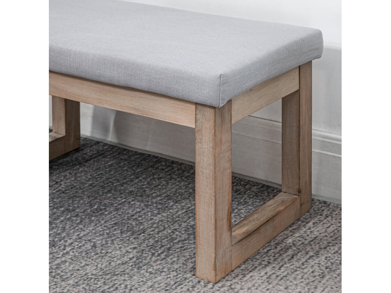  Banc rembourré modenvie en polyester gris 68 x 38 x 42 cm style campagne  - Conforama E