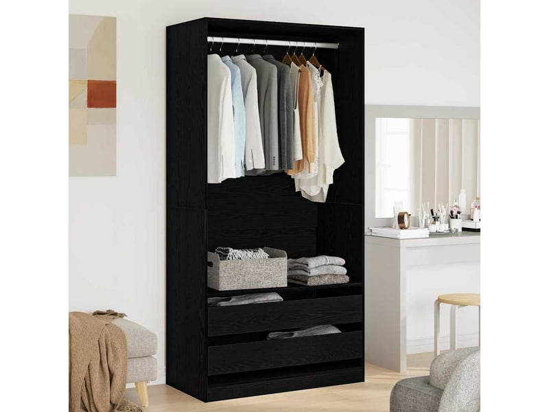  Armoire chambre, armoire de rangement chêne noir 100x50x200 cm bois d'ingénierie shl99502  - Conforama B