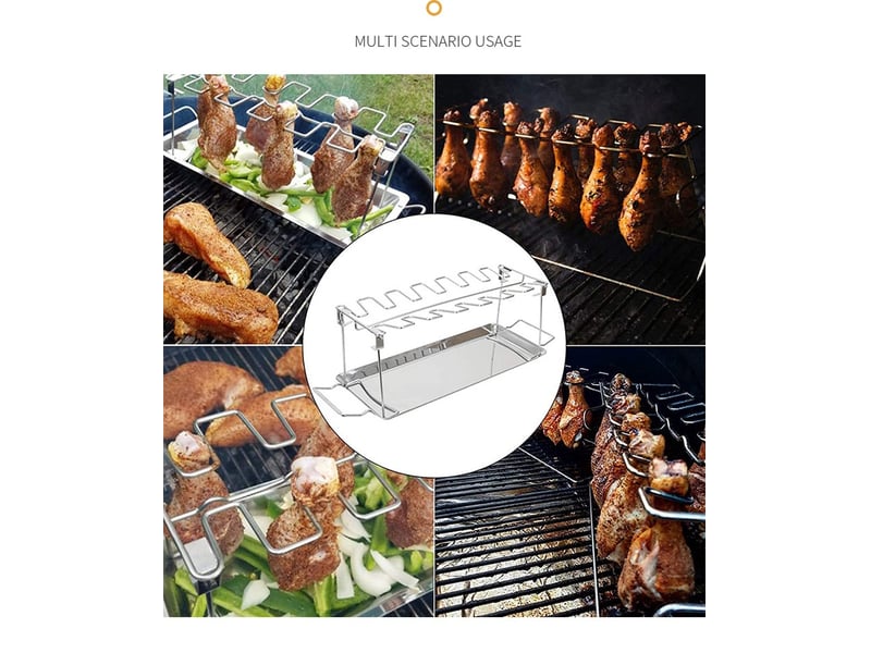  Support cuisse de poulet acier inoxydable pour 12 cuisses de poulet  - Conforama E