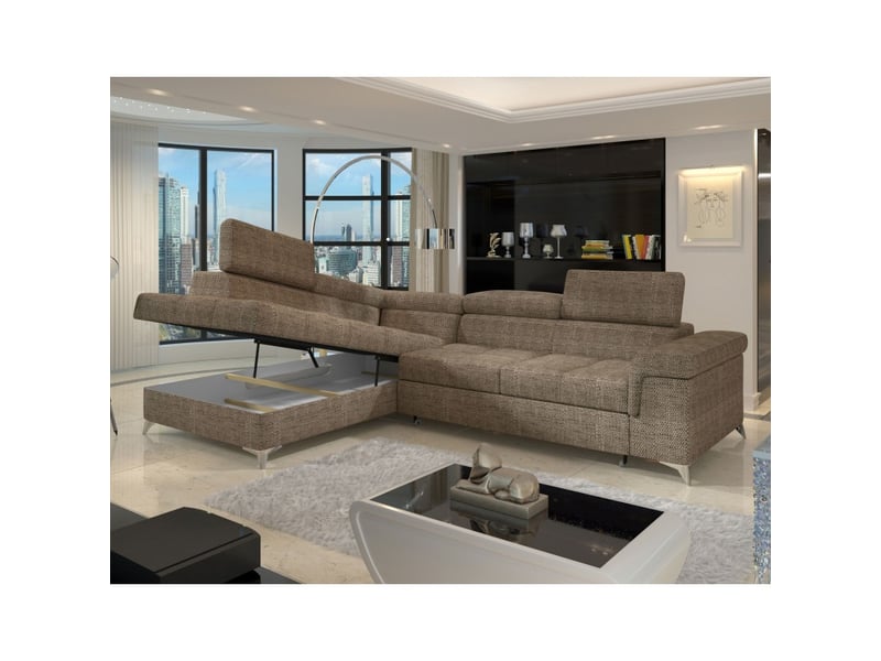 Canapé d'angle convertible palazzo 4 places beige – angle gauche avec 1 coussin - Conforama D