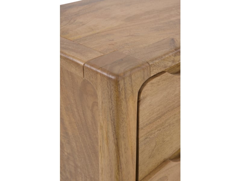  Table de chevet à 2 tiroirs en bois massif de manguier  - Conforama D