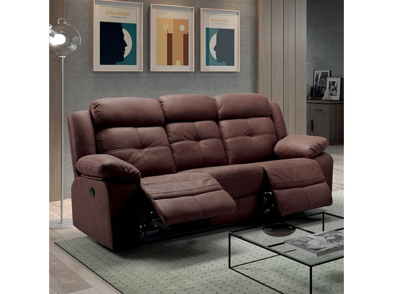  Canapé 3 places relax électrique tissu aspect peau chocolat - adolis ADOLIS - Conforama B