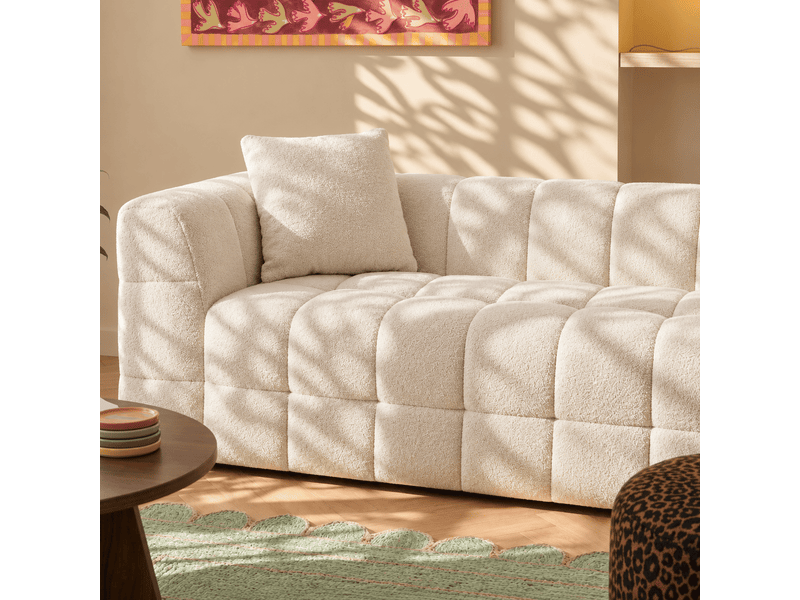  Canapé droit compressé jupa 3 places tissu bouclette beige  - Conforama E
