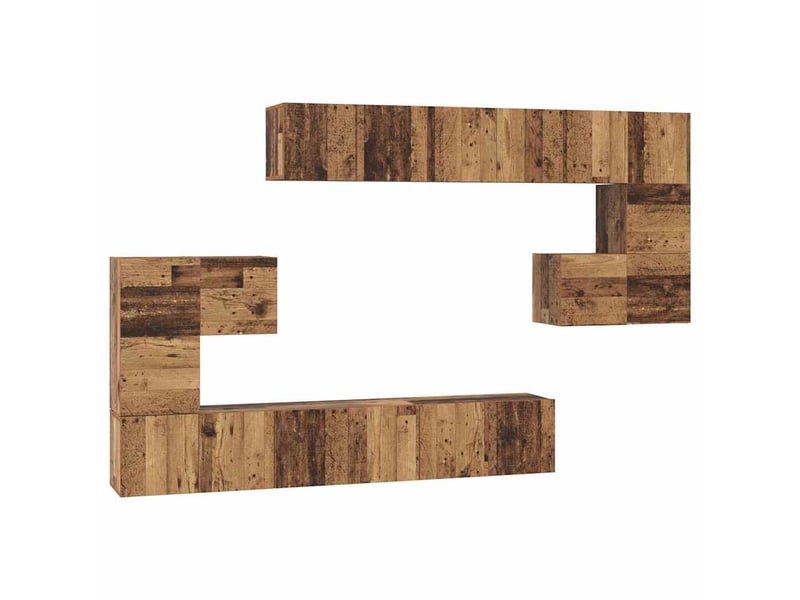 Ensemble meuble tv - banc tv - meuble de rangement 10 pcs bois ancien bois d'ingénierie - Conforama A