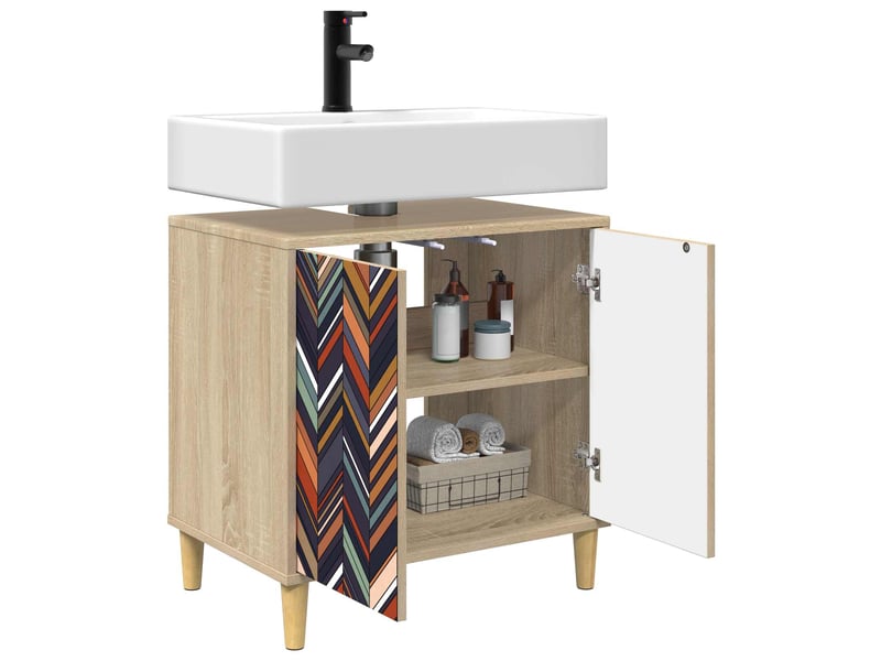  Armoire de salle de bain, meuble de rangement ommen sonoma 60x40x60 cm  - Conforama C