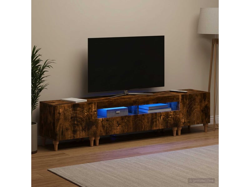 Ensemble de 3 meubles tv led chêne fumé bois d'ingénierie shl84725 - Conforama B