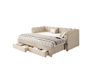 Lit banquette 90x190 cm <strong></strong> <strong></strong> coloris beige