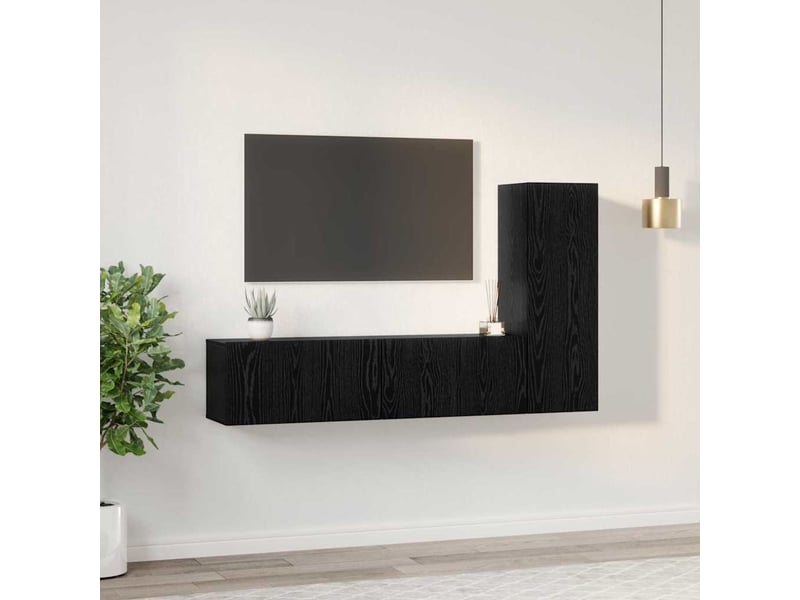  Ensemble meuble tv - banc tv - meuble de rangement 3 pcs chêne noir bois d'ingénierie  - Conforama D