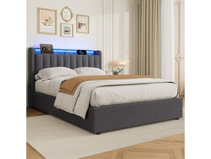 Lit 2 places 140x190 cm <strong>EVRYAE </strong> <strong></strong> coloris gris
