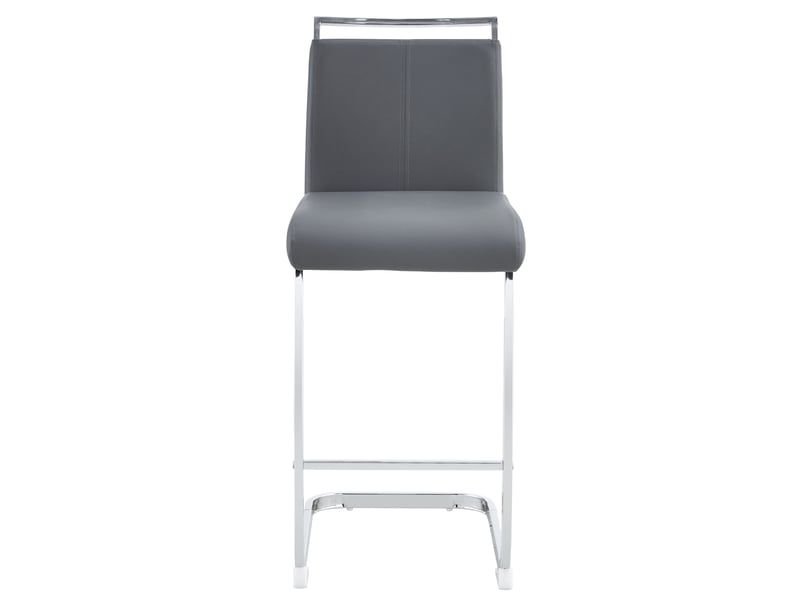 Lot de 2 tabourets de bar cantilever 33 x 46,5 x 96,5 cm - assise en cuir pu et structure métal argenté - gris  - Conforama A