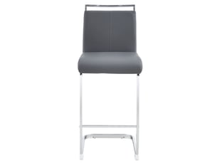 Lot de 2 tabourets de bar cantilever 33 x 46,5 x 96,5 cm - assise en cuir pu et structure métal argenté - gris