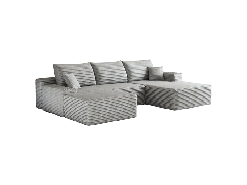  Canapé modulable d’angle gris 270 x 175 cm en tissu, assise profonde, compressé, sans montage, salon W3428S00114 - Conforama R