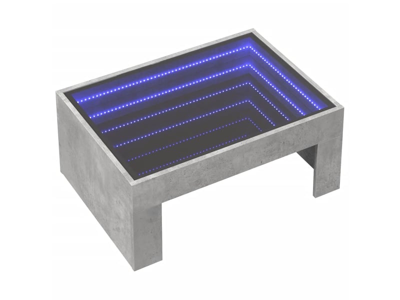 Table basse - table de salon - table à thé avec led infini gris béton 70x50x30 cm  - Conforama C