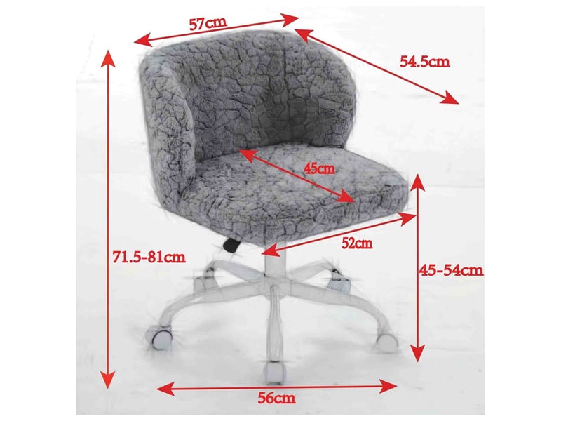  Chaise de bureau pivotante réglable en fausse fourrure 55 x 57 x 81 cm W3223P458002 - Conforama C