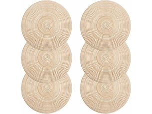 Zvd sets de table, lot de 6 set de table pp tressé lavable résistantes à la chaleur antidérapant, set de table rond 35x35cm(rond,ivoire)