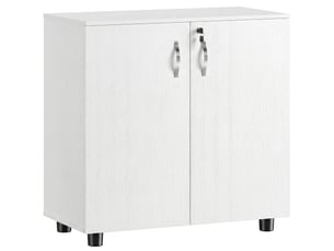 Armoire de bureau à 2 niveaux, meuble de rangement bureau avec 2 portes, serrures et clés, blanc, 80x40x80cm