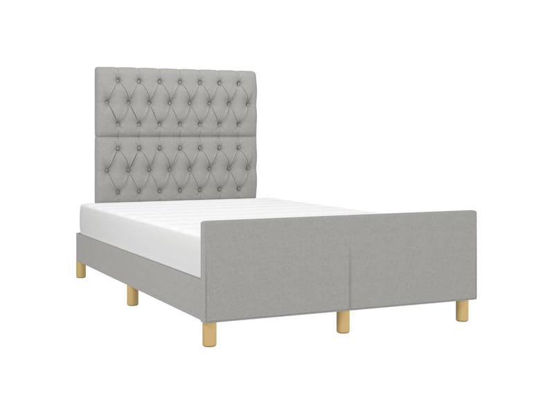  Lit double- lit adulte -  cadre de lit sans matelas gris clair 120x190 cm tissu  - Conforama C
