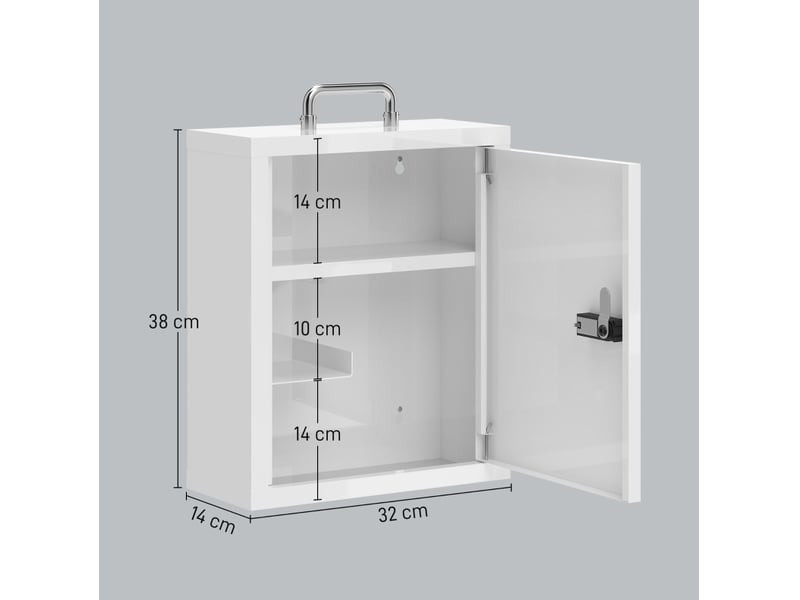  Armoire à pharmacie murale 32 x 14 x 38 cm blanche en acier, serrure à code, rangement à 3 niveaux  - Conforama C