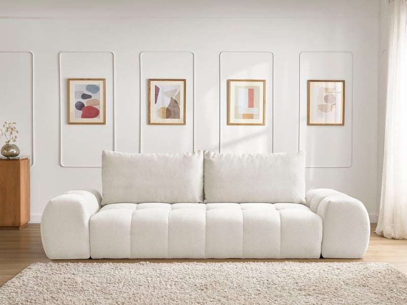  Bobochic canapé droit fixe 3 places everest tissu texturé blanc EVEREST - Conforama D